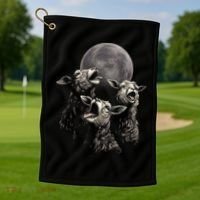 Three Sheeps Howling To The Moon Golf Towel thumb 1