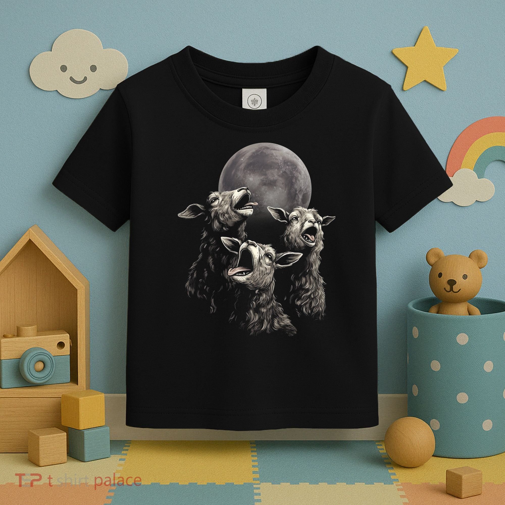 Three Sheeps Howling To The Moon Toddler T-Shirt