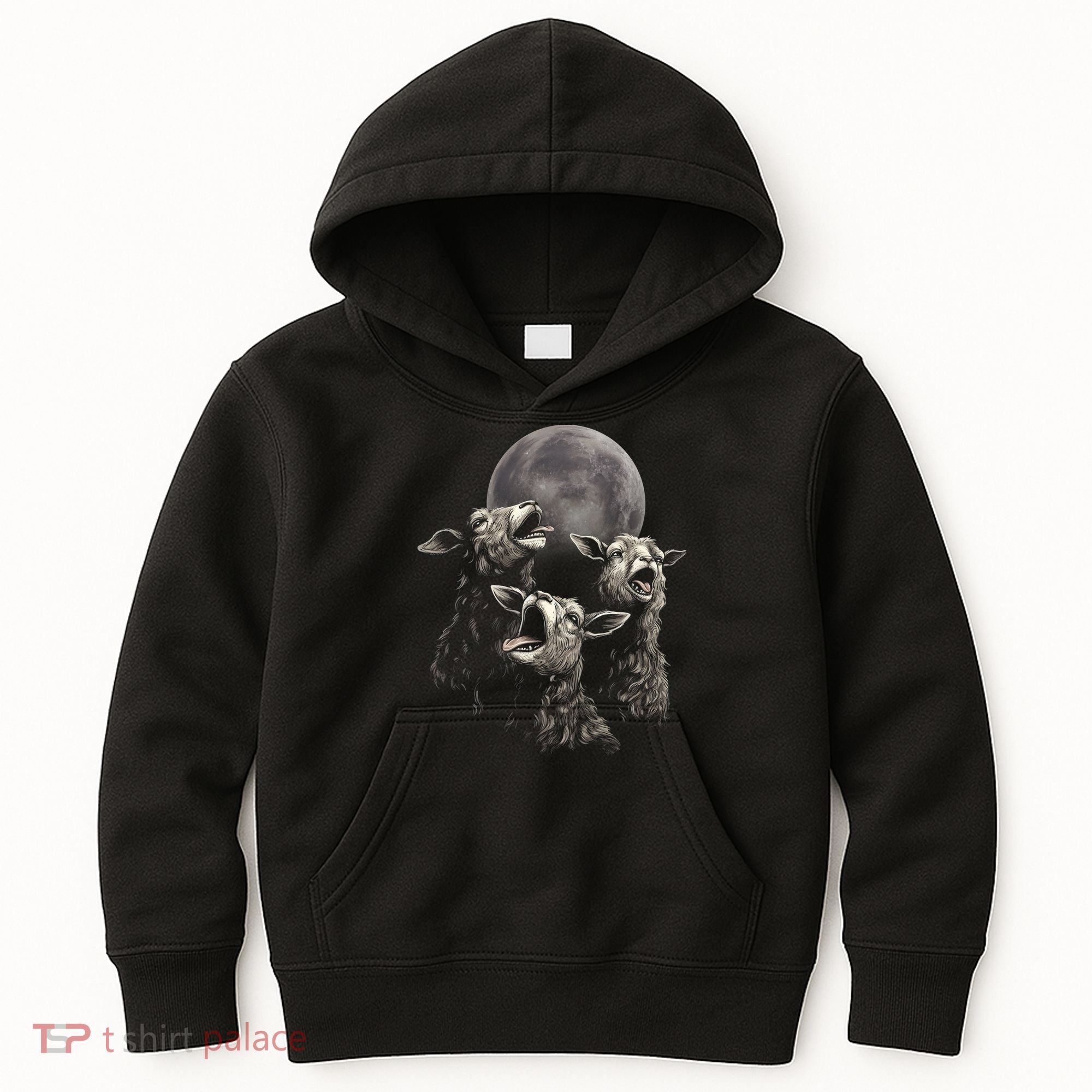 Three Sheeps Howling To The Moon Kids Hoodie