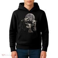 Three Sheeps Howling To The Moon Kids Hoodie thumb 4