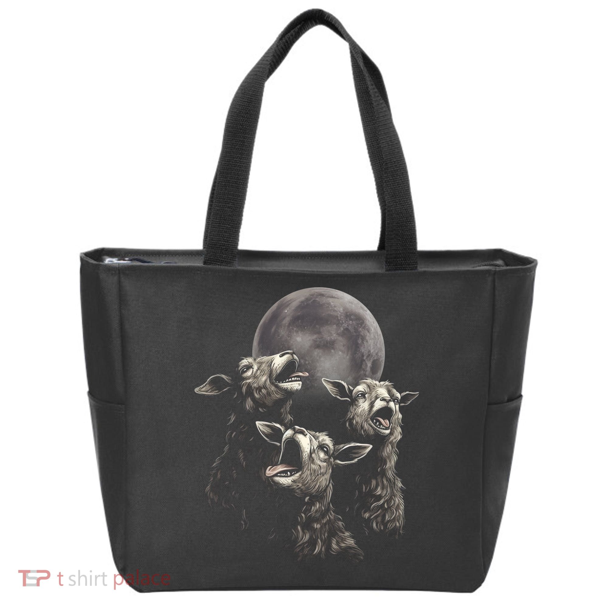 Three Sheeps Howling To The Moon Tote Bag