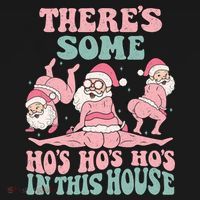 Theres Some Hos In This House Funny Santa Twerk Christmas Women's Tank Top thumb 5