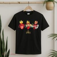 Three Sacred Hearts Of Jesus Mary Joseph Jmj Catholic T-Shirt thumb 2