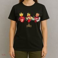 Three Sacred Hearts Of Jesus Mary Joseph Jmj Catholic T-Shirt thumb 4