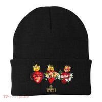 Three Sacred Hearts Of Jesus Mary Joseph Jmj Catholic Beanie thumb 0
