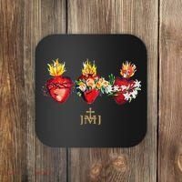 Three Sacred Hearts Of Jesus Mary Joseph Jmj Catholic Coaster thumb 0