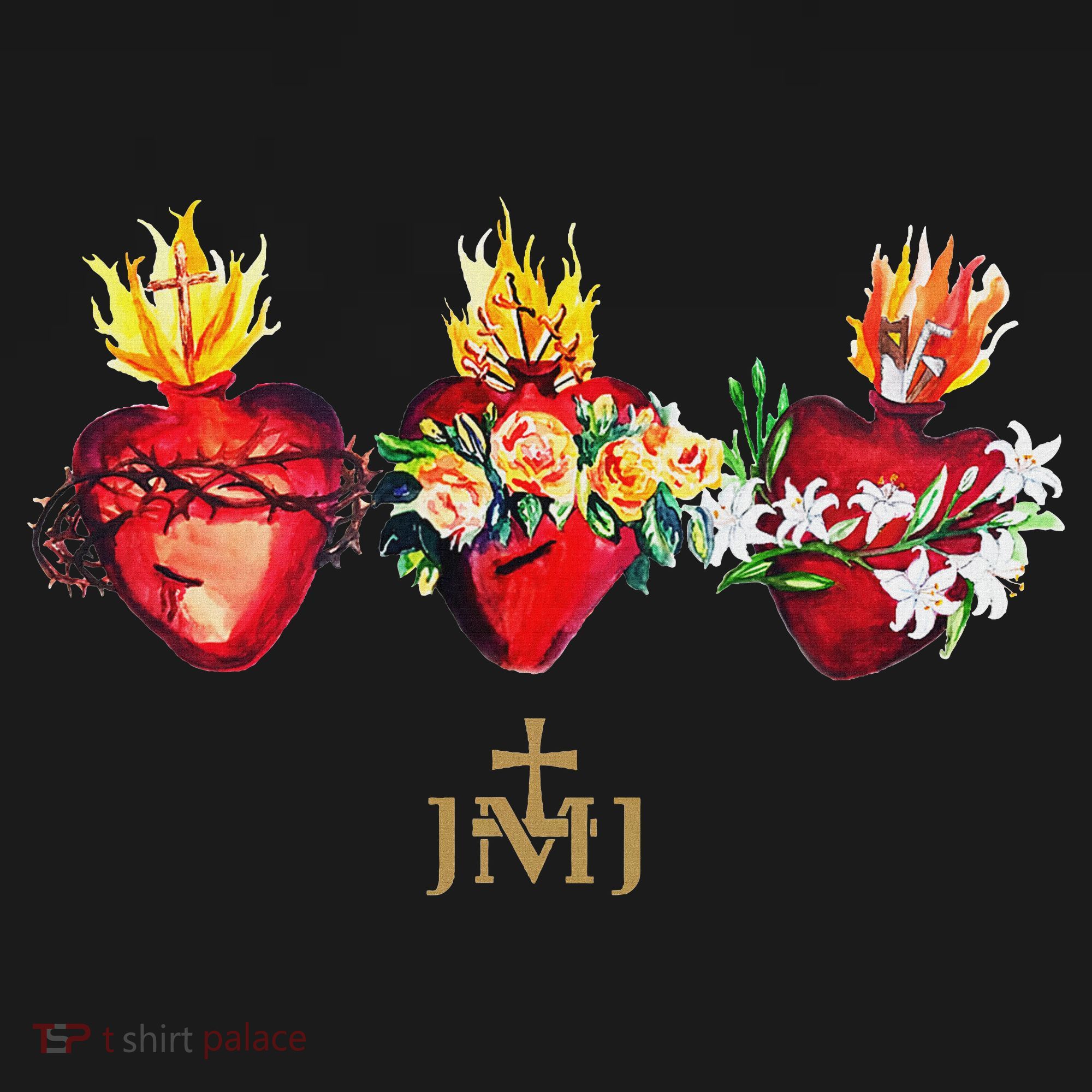 Three Sacred Hearts Of Jesus Mary Joseph Jmj Catholic Mousepad