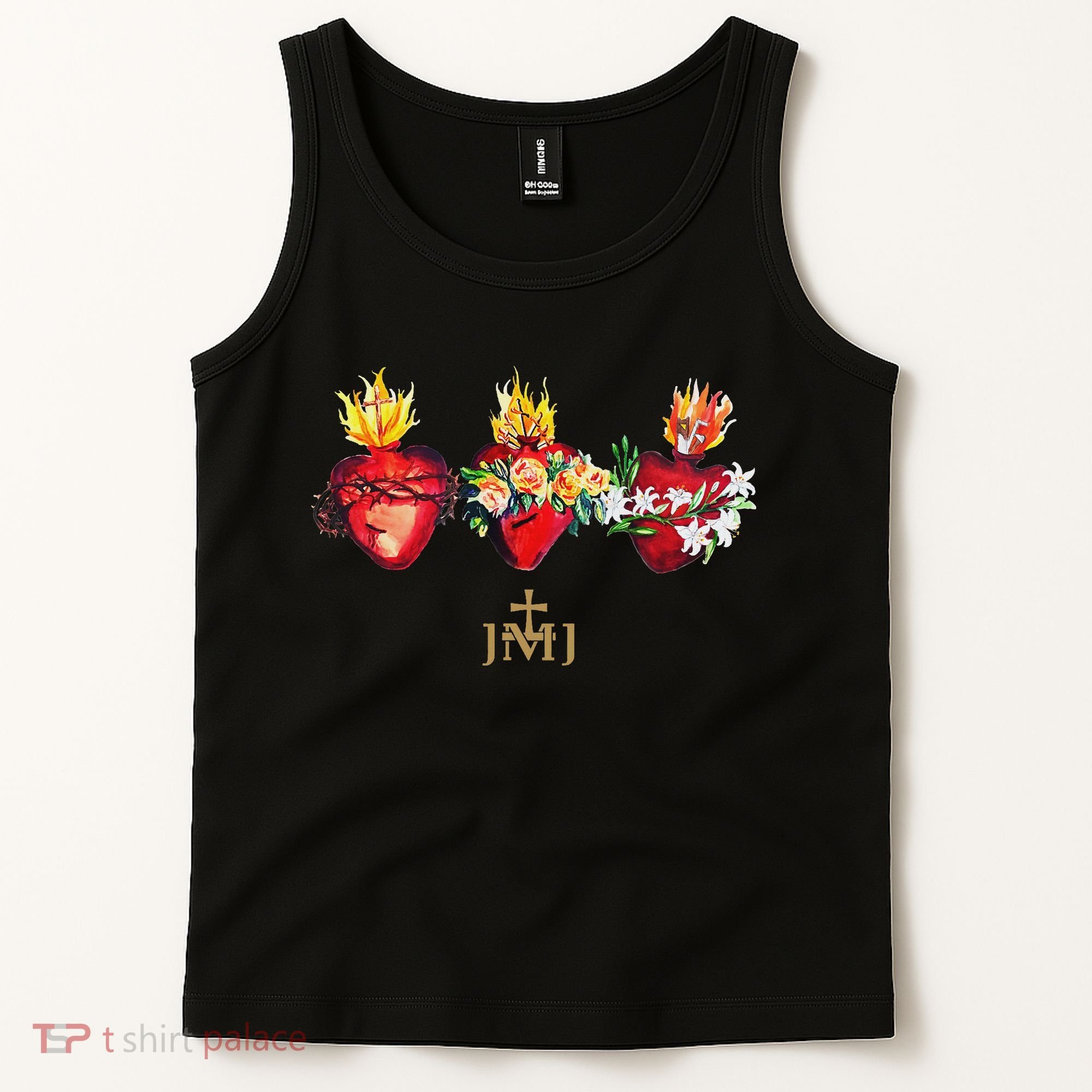 Three Sacred Hearts Of Jesus Mary Joseph Jmj Catholic Tank Top