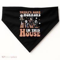 ThereS Some Horrors In This House Funny Horror Characters USA-Made Doggie Bandana thumb 0