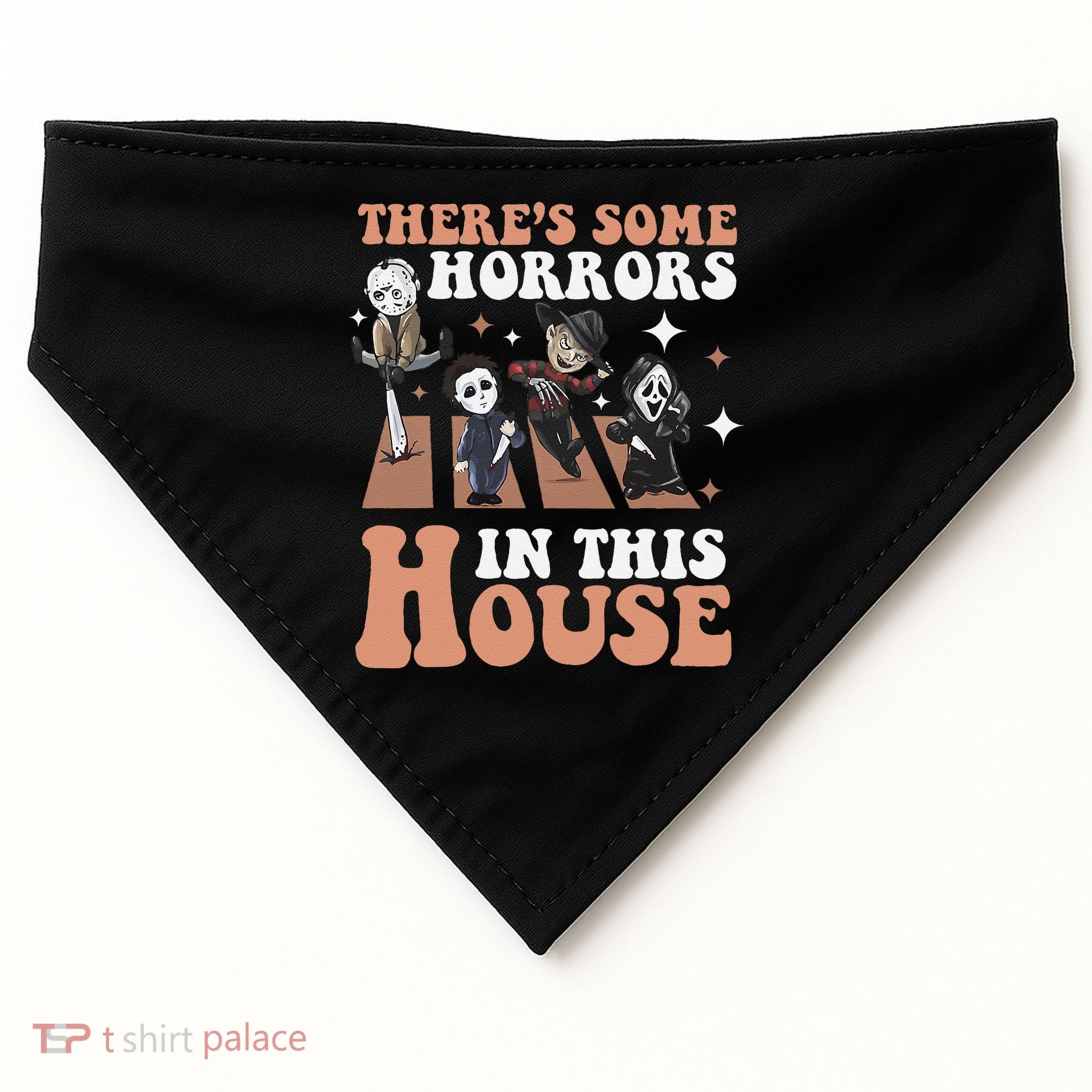 ThereS Some Horrors In This House Funny Horror Characters USA-Made Doggie Bandana