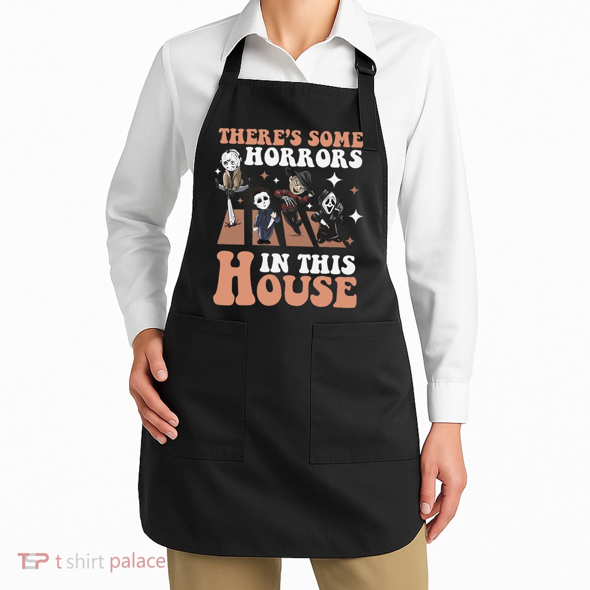 ThereS Some Horrors In This House Funny Horror Characters Apron