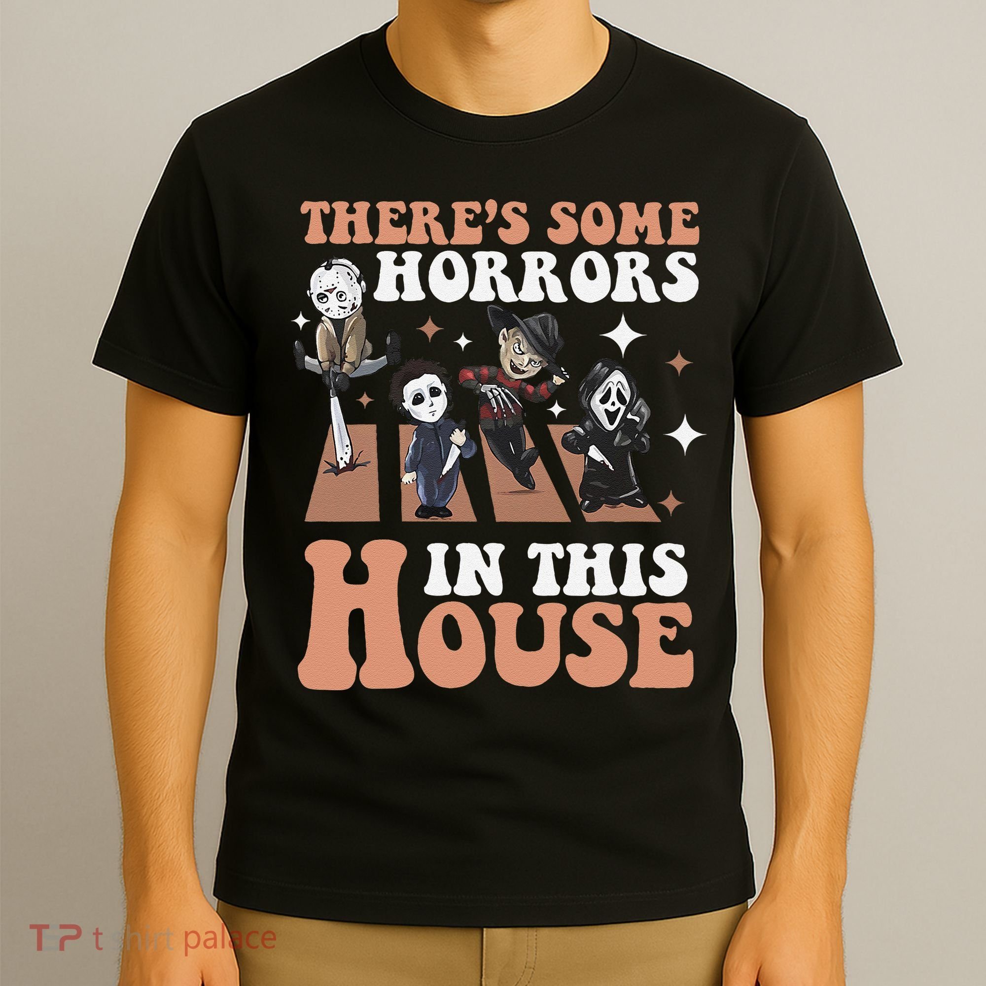 ThereS Some Horrors In This House Funny Horror Characters T-Shirt