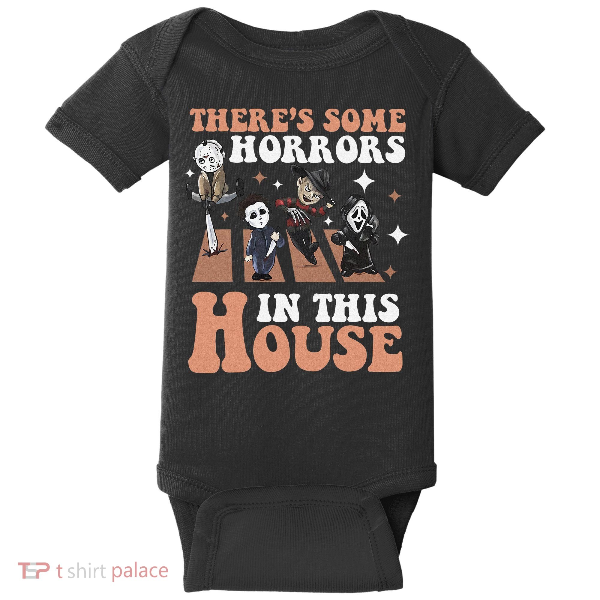 ThereS Some Horrors In This House Funny Horror Characters Baby Bodysuit