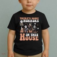 ThereS Some Horrors In This House Funny Horror Characters Toddler T-Shirt thumb 2