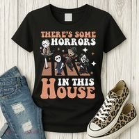 ThereS Some Horrors In This House Funny Horror Characters Women's T-Shirt thumb 3