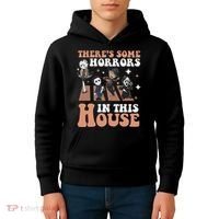 ThereS Some Horrors In This House Funny Horror Characters Kids Hoodie thumb 4