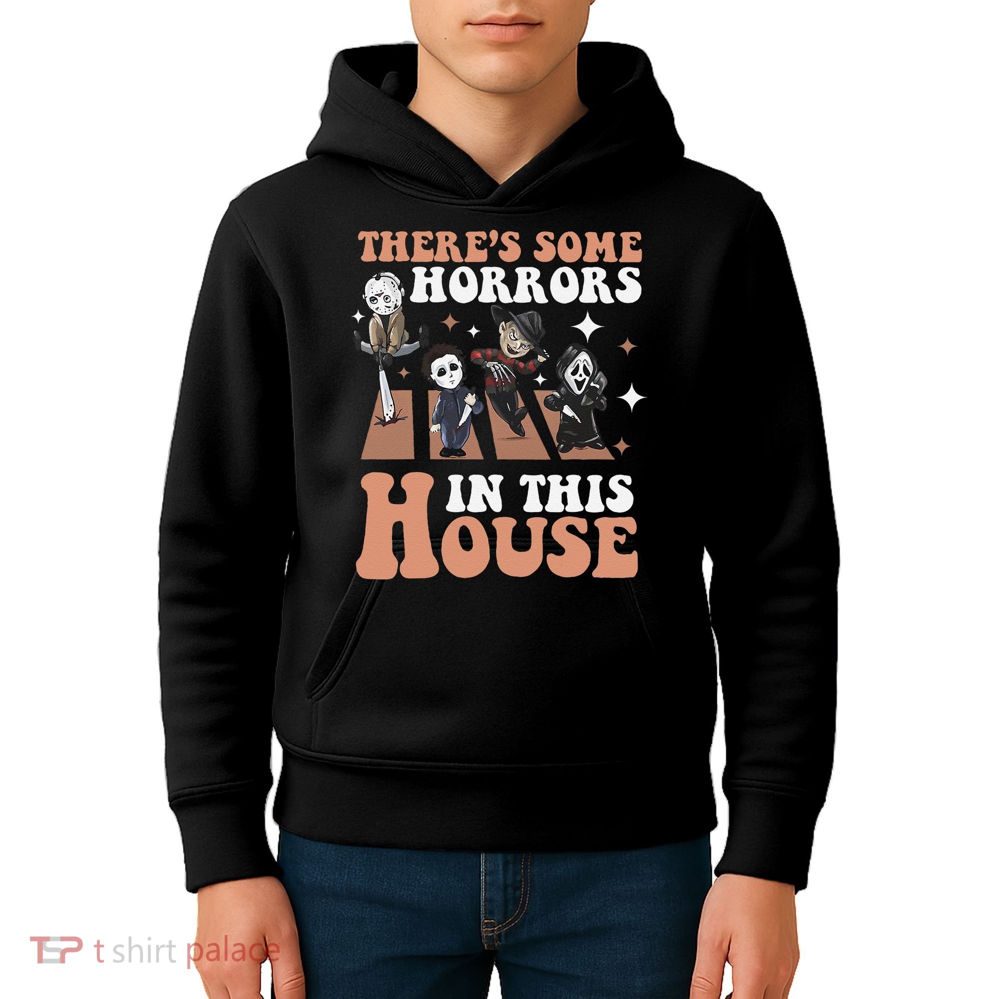 ThereS Some Horrors In This House Funny Horror Characters Kids Hoodie