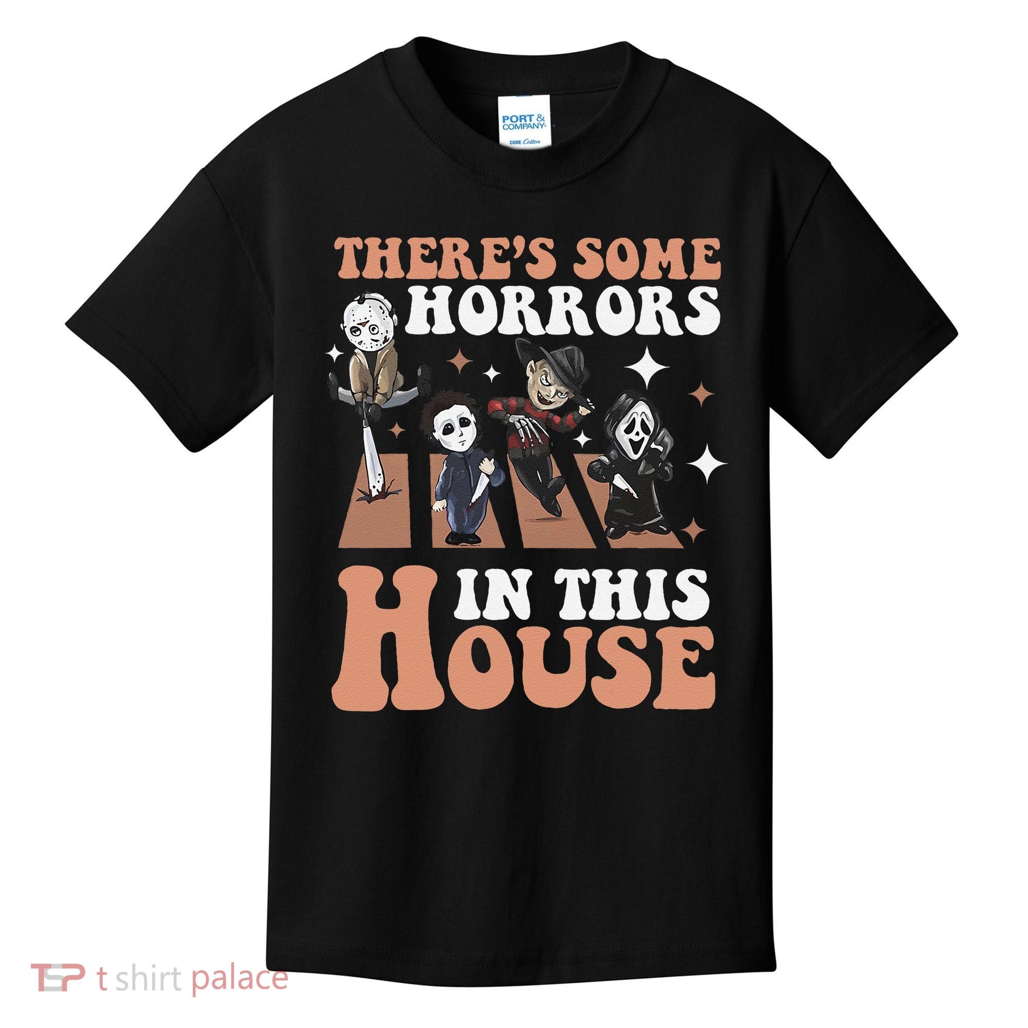 ThereS Some Horrors In This House Funny Horror Characters Kids T-Shirt
