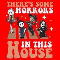 ThereS Some Horrors In This House Funny Horror Characters Santa Hat thumb 1