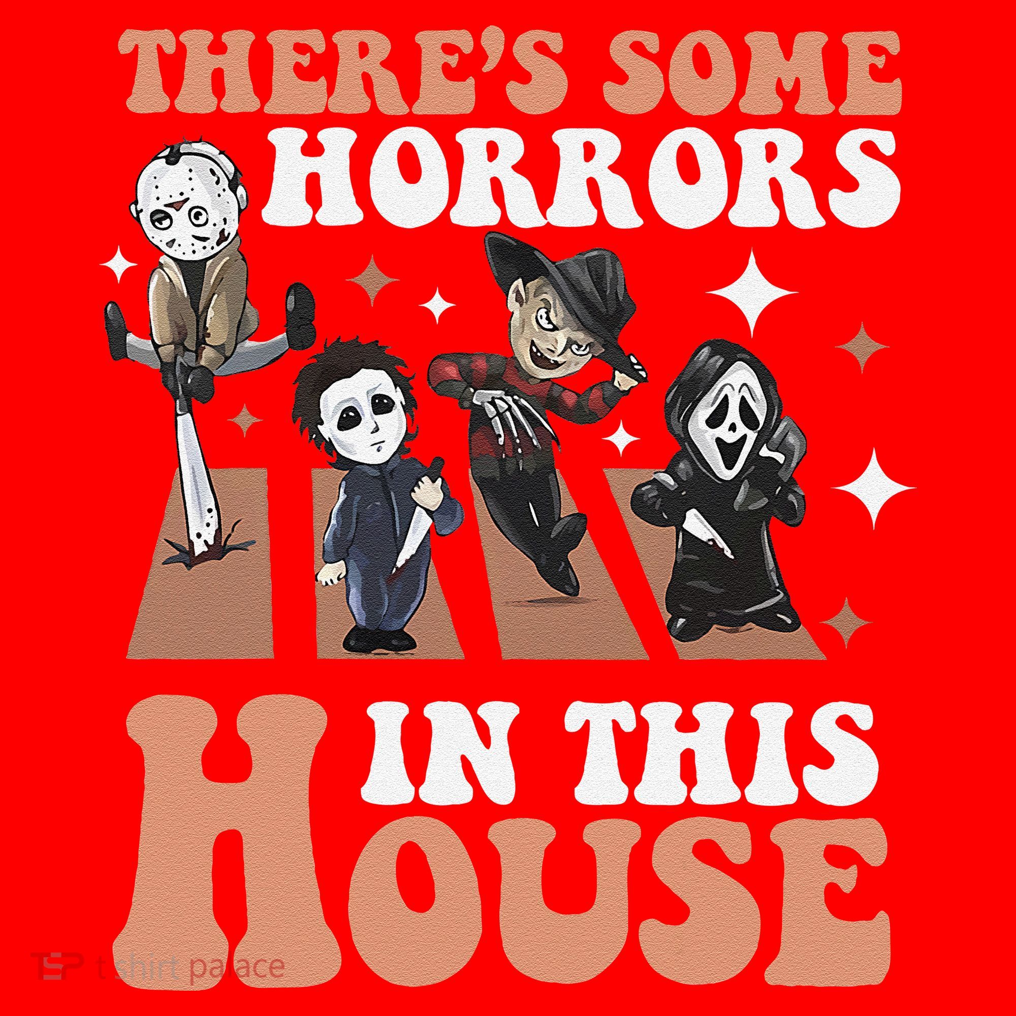 ThereS Some Horrors In This House Funny Horror Characters Santa Hat