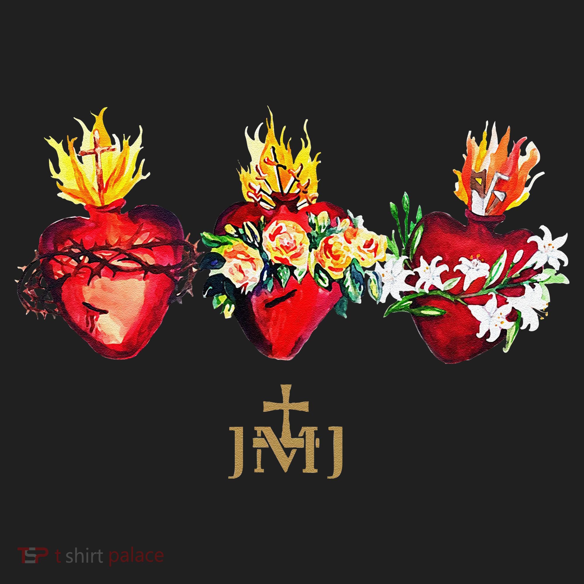 Three Sacred Hearts Of Jesus Mary Joseph Jmj Catholic Women's Sweatshirt
