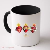 Three Sacred Hearts Of Jesus Mary Joseph Jmj Catholic Coffee Mug thumb 0