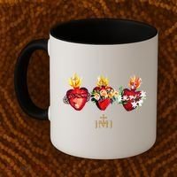 Three Sacred Hearts Of Jesus Mary Joseph Jmj Catholic Coffee Mug thumb 2