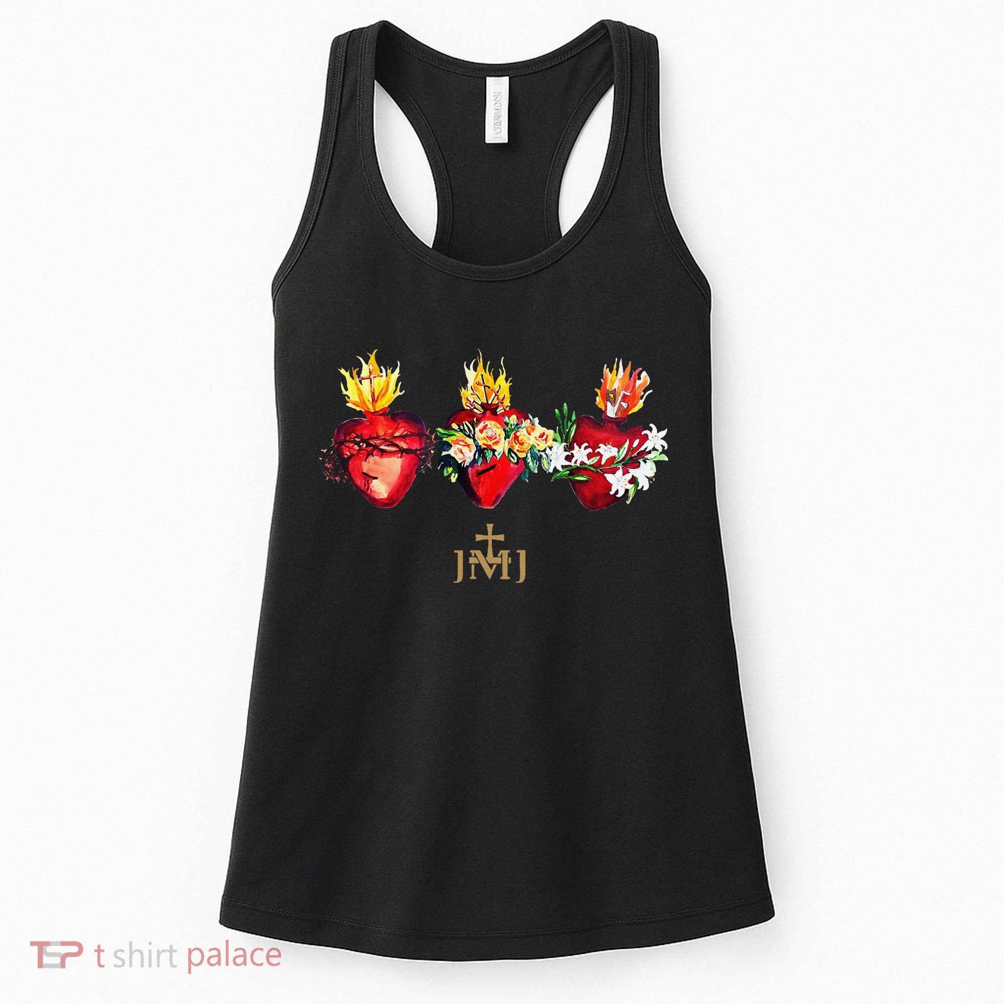 Three Sacred Hearts Of Jesus Mary Joseph Jmj Catholic Women's Tank Top