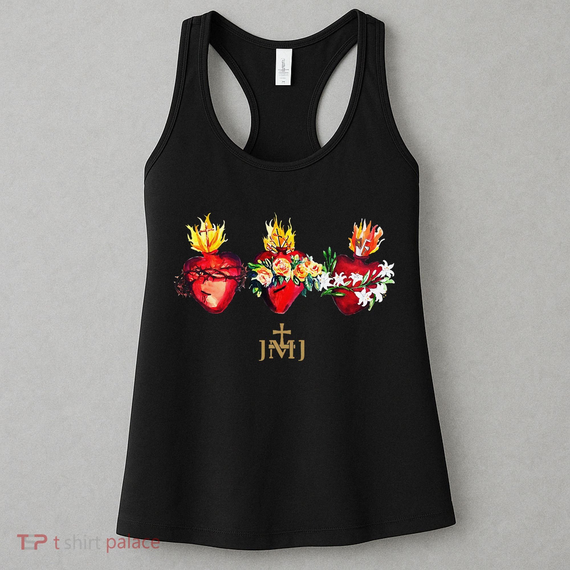 Three Sacred Hearts Of Jesus Mary Joseph Jmj Catholic Women's Tank Top