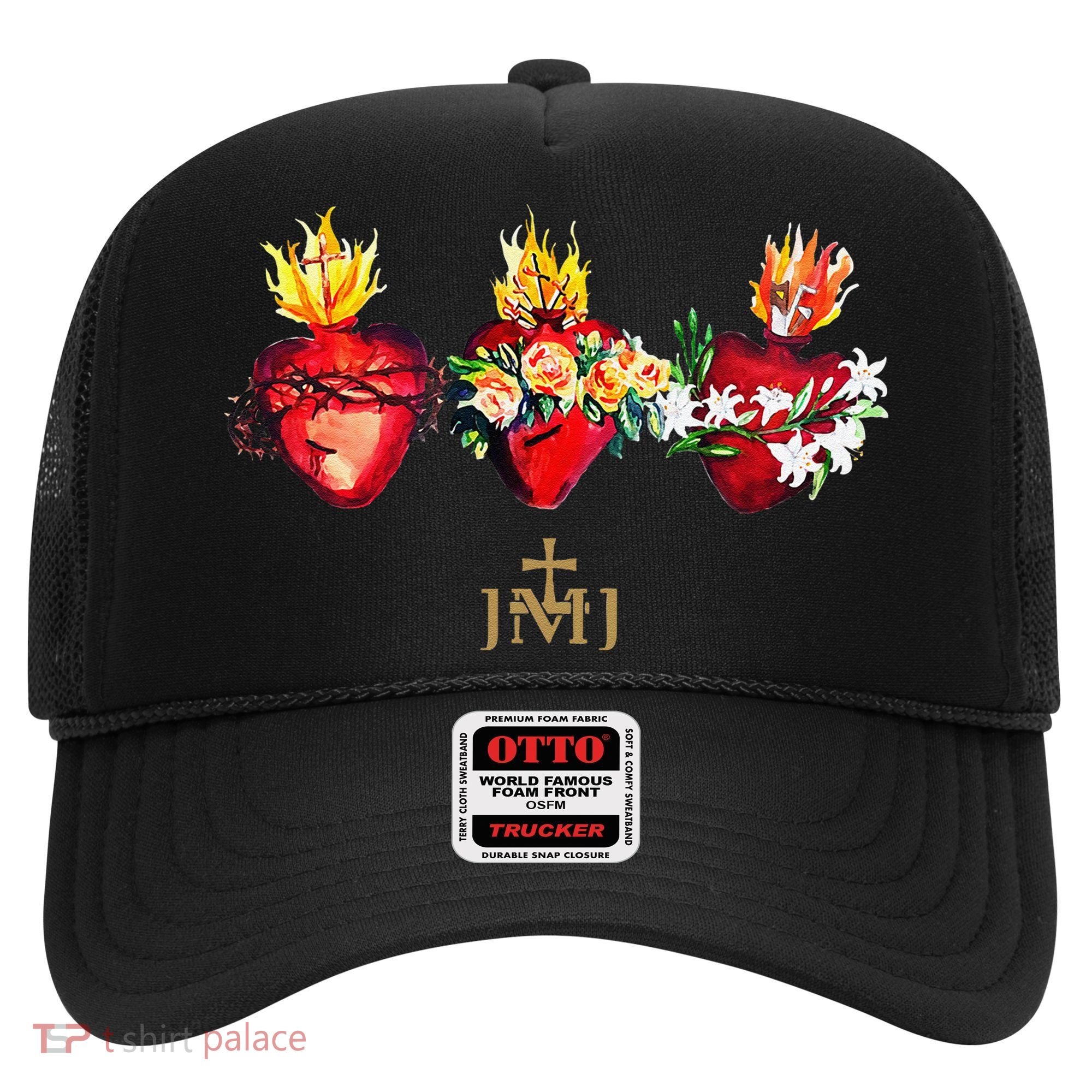 Three Sacred Hearts Of Jesus Mary Joseph Jmj Catholic Hat