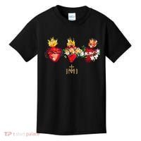 Three Sacred Hearts Of Jesus Mary Joseph Jmj Catholic Kids T-Shirt thumb 0