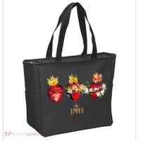 Three Sacred Hearts Of Jesus Mary Joseph Jmj Catholic Tote Bag thumb 2