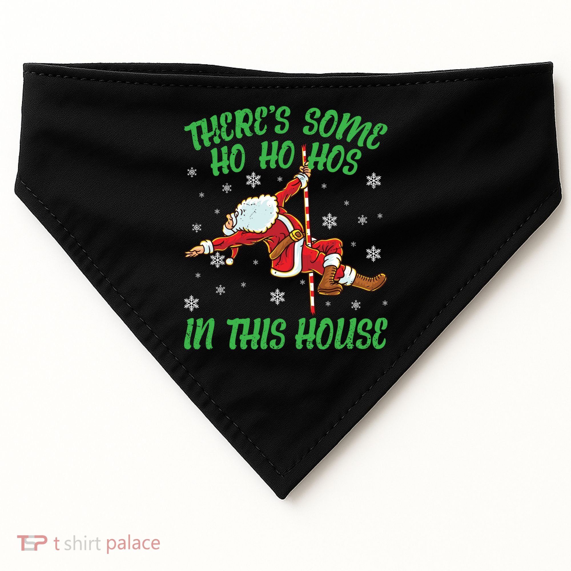 ThereS Some Ho Ho Hos In This House Santa Claus Pole Dance Gift USA-Made Doggie Bandana