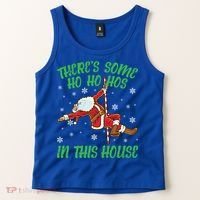 ThereS Some Ho Ho Hos In This House Santa Claus Pole Dance Gift Tank Top thumb 2