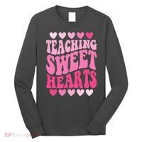 Teaching Sweet Hearts Cute Valentines Day Teacher Long Sleeve Shirt thumb 0