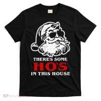 Theres Some Hos In This House Retro Santa Claus Christmas T-Shirt thumb 0