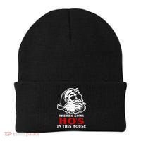 Theres Some Hos In This House Retro Santa Claus Christmas Beanie thumb 0