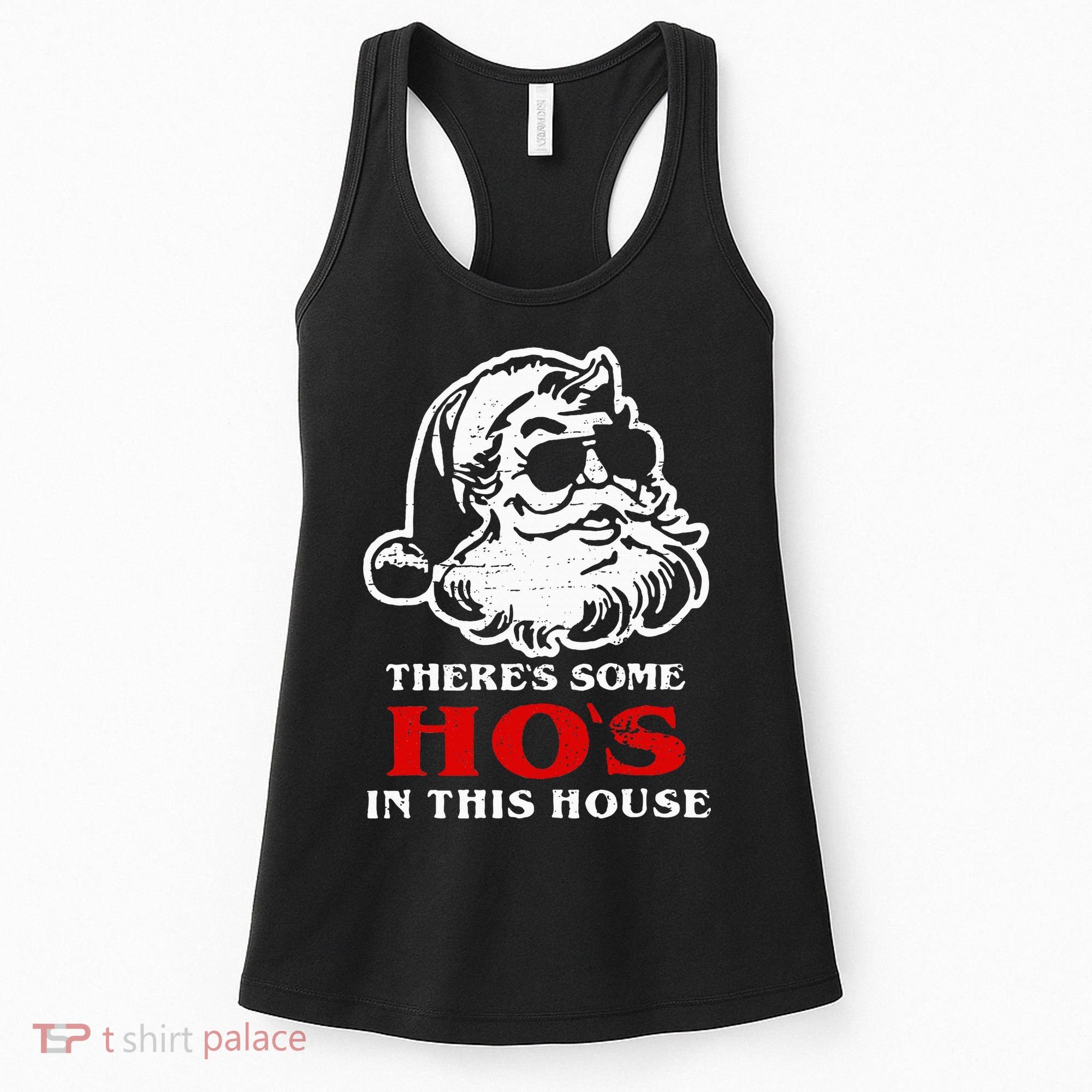 Theres Some Hos In This House Retro Santa Claus Christmas Women's Tank Top
