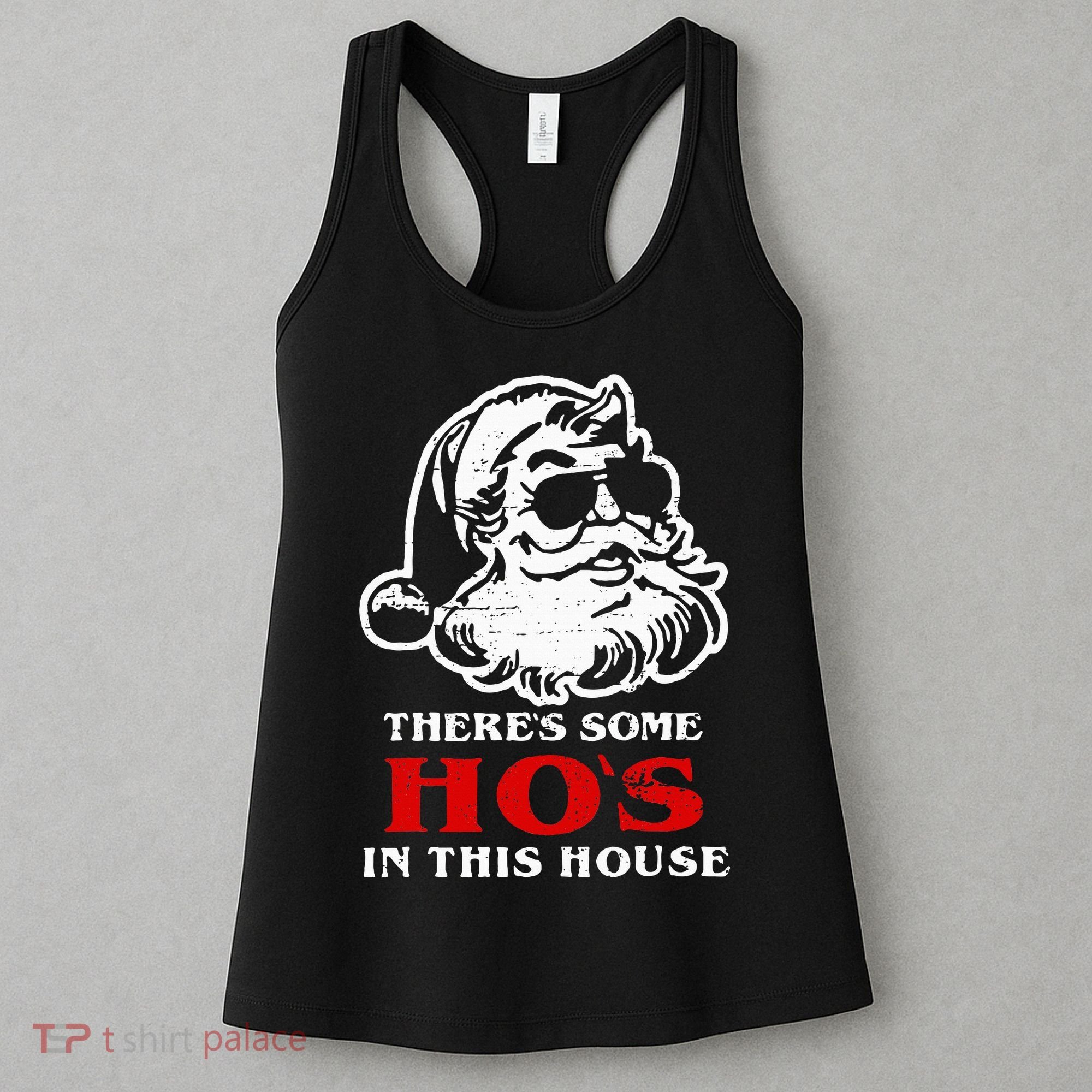 Theres Some Hos In This House Retro Santa Claus Christmas Women's Tank Top