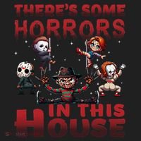 ThereS Some Horrors In This House Funny Horror Characters Gift Beanie thumb 2