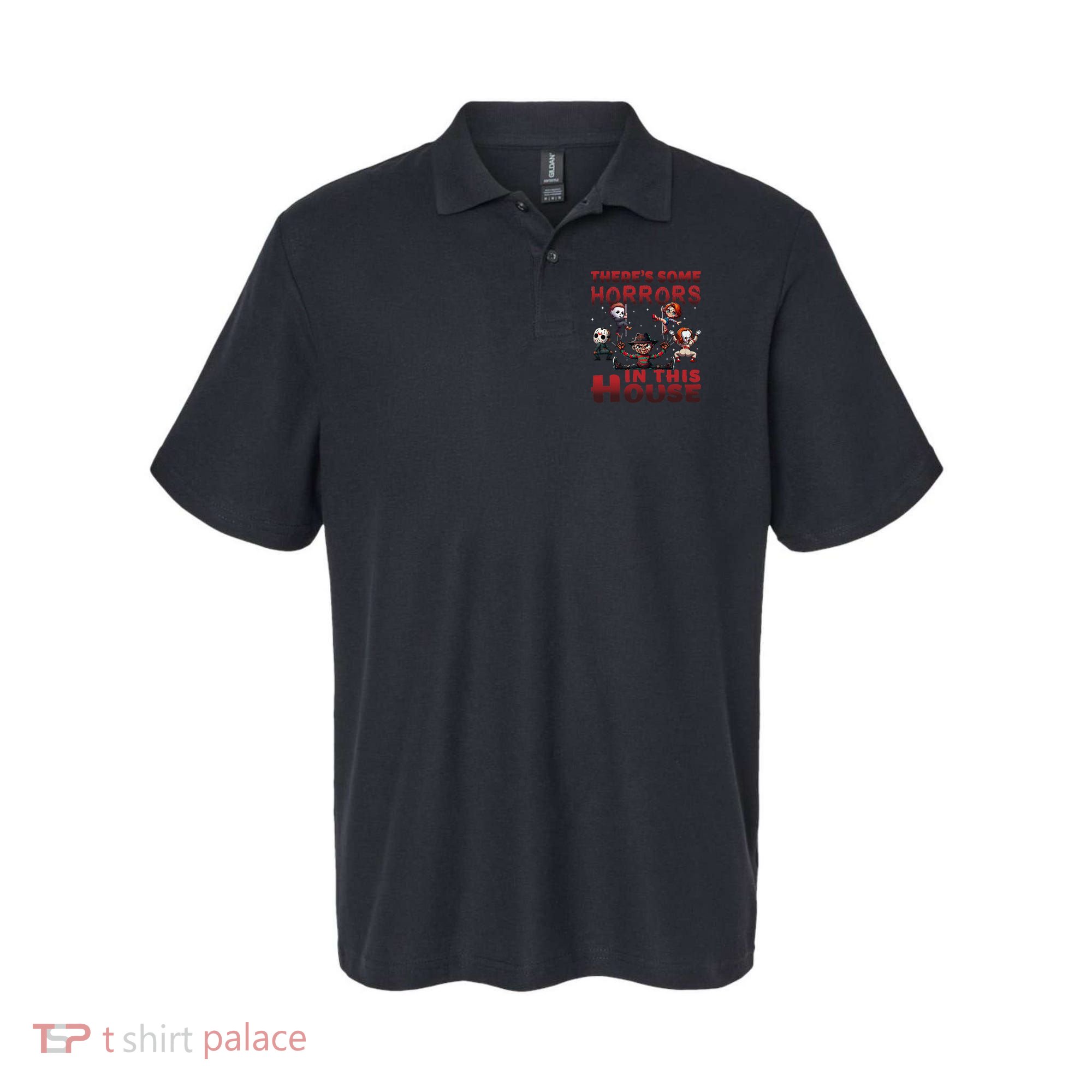 ThereS Some Horrors In This House Funny Horror Characters Gift Polo