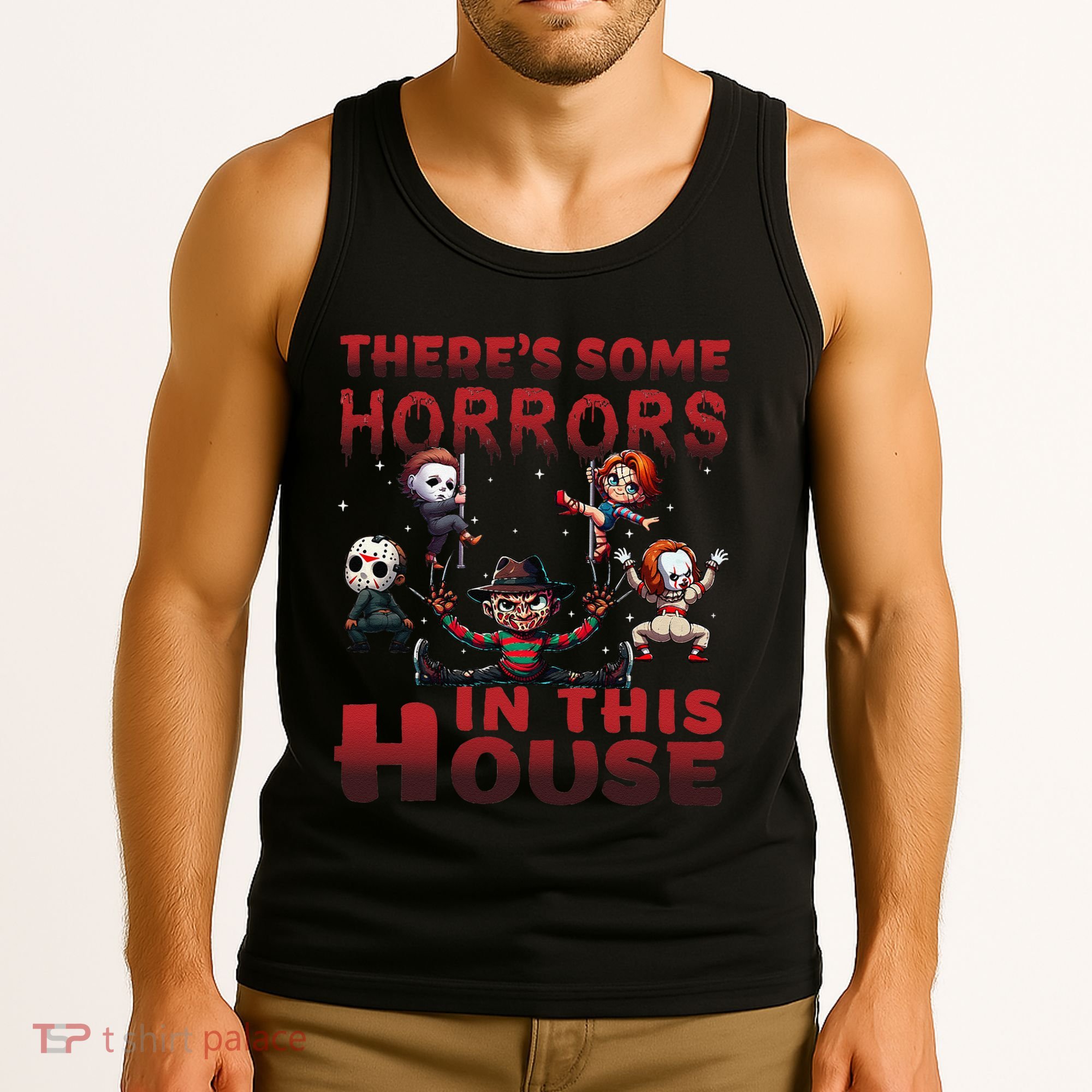ThereS Some Horrors In This House Funny Horror Characters Gift Tank Top