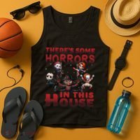 ThereS Some Horrors In This House Funny Horror Characters Gift Tank Top thumb 4