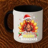 Turkey Santa Happy Merry Thanksmas Thanksgiving Christmas Coffee Mug thumb 2