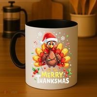 Turkey Santa Happy Merry Thanksmas Thanksgiving Christmas Coffee Mug thumb 4