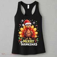 Turkey Santa Happy Merry Thanksmas Thanksgiving Christmas Women's Tank Top thumb 3