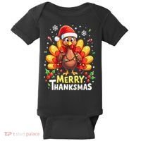 Turkey Santa Happy Merry Thanksmas Thanksgiving Christmas Baby Bodysuit thumb 0