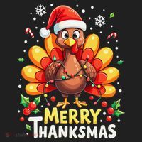 Turkey Santa Happy Merry Thanksmas Thanksgiving Christmas Hat thumb 2