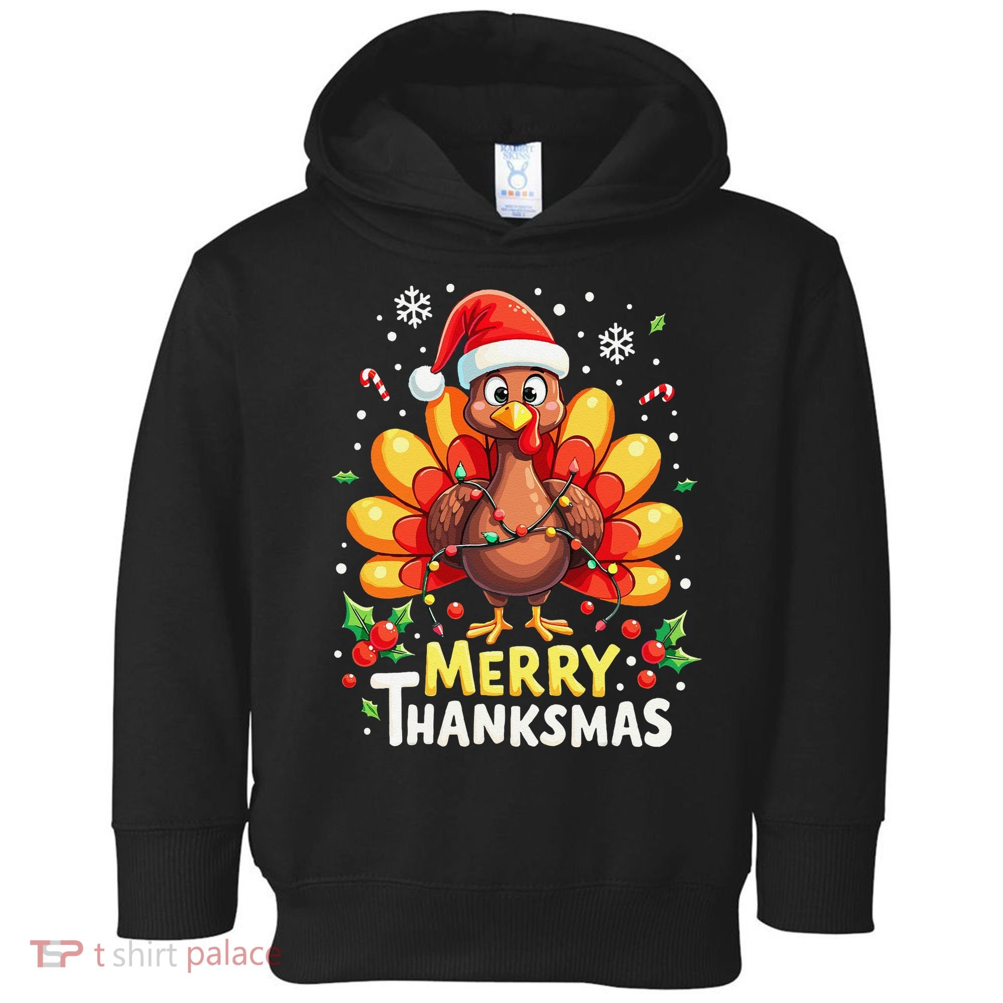 Turkey Santa Happy Merry Thanksmas Thanksgiving Christmas Toddler Hoodie