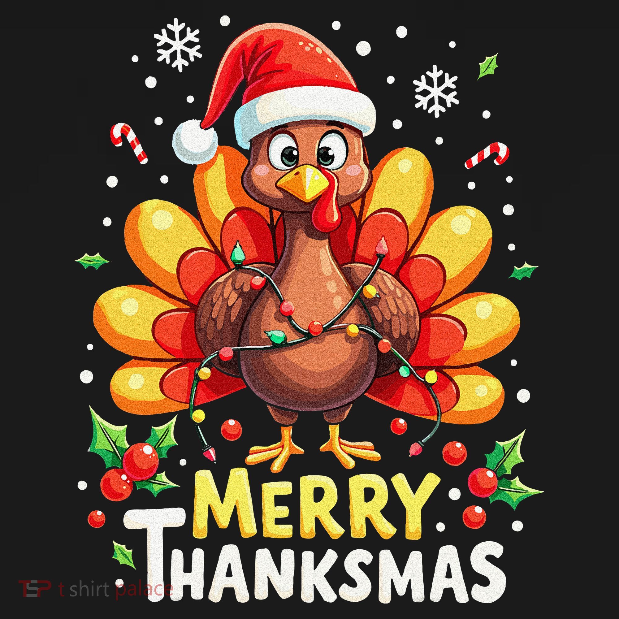 Turkey Santa Happy Merry Thanksmas Thanksgiving Christmas Tank Top